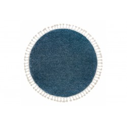Apvalus mėlynas kilimas su kutais