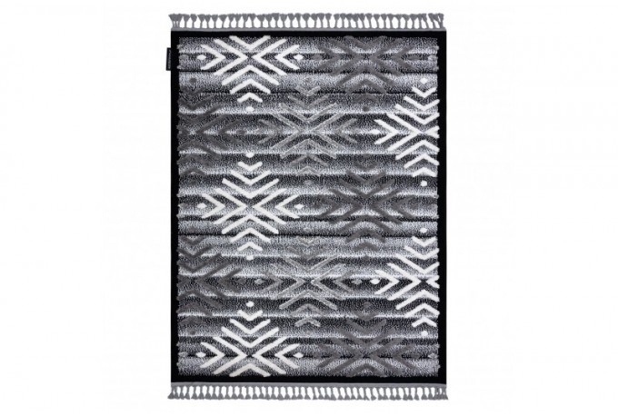 Juodai akcentuotas pilkas kilimas iš Maroko