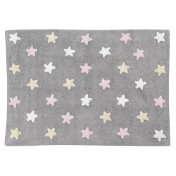 Lorena Canals skalbiamas kilimas Tricolor Star Gris/Rosa